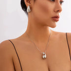 Collar Colgante Gran Gota de Agua Elegante plata