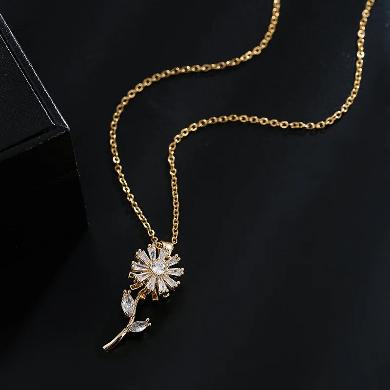 Collar Colgante Flor de Girasol Giratoria Anti-Estrés oro