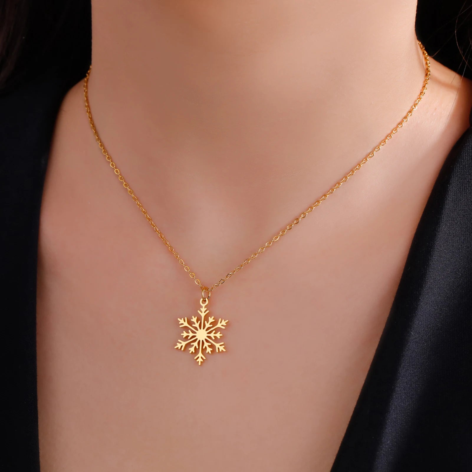 Collar Colgante Copo de Nieve Invierno oro