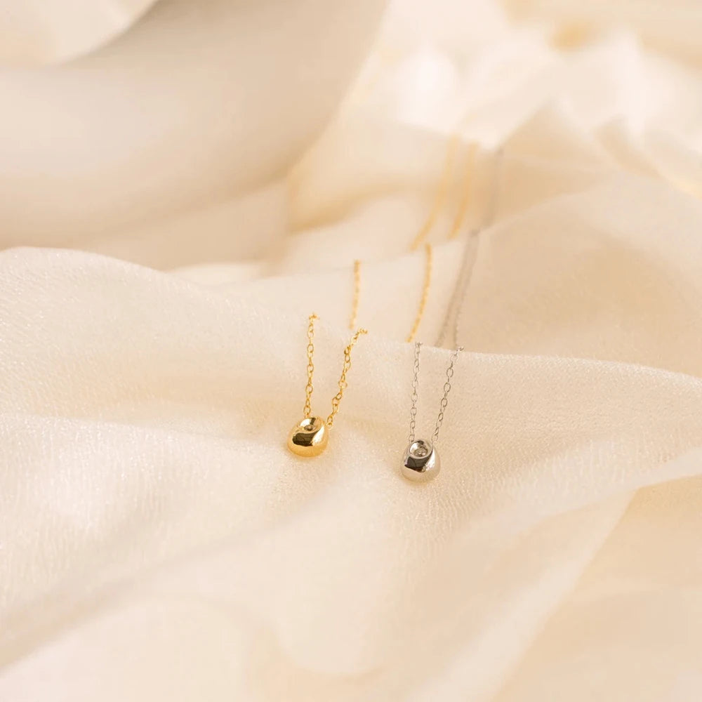 Collar Colgante Gota de Agua con Perla de Circonio plata