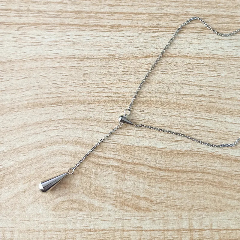 Collar Colgante Gota de Agua Fina plata