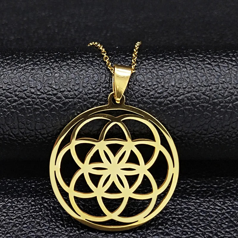 Collar Colgante Semilla de Vida Hombre Mujer oro