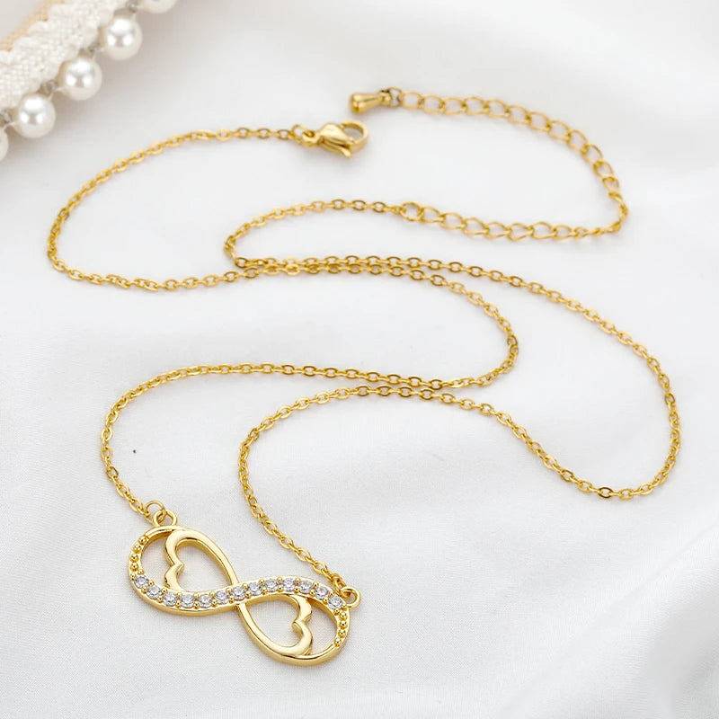 Collar Colgante Infinito Corazón Y Circonio oro
