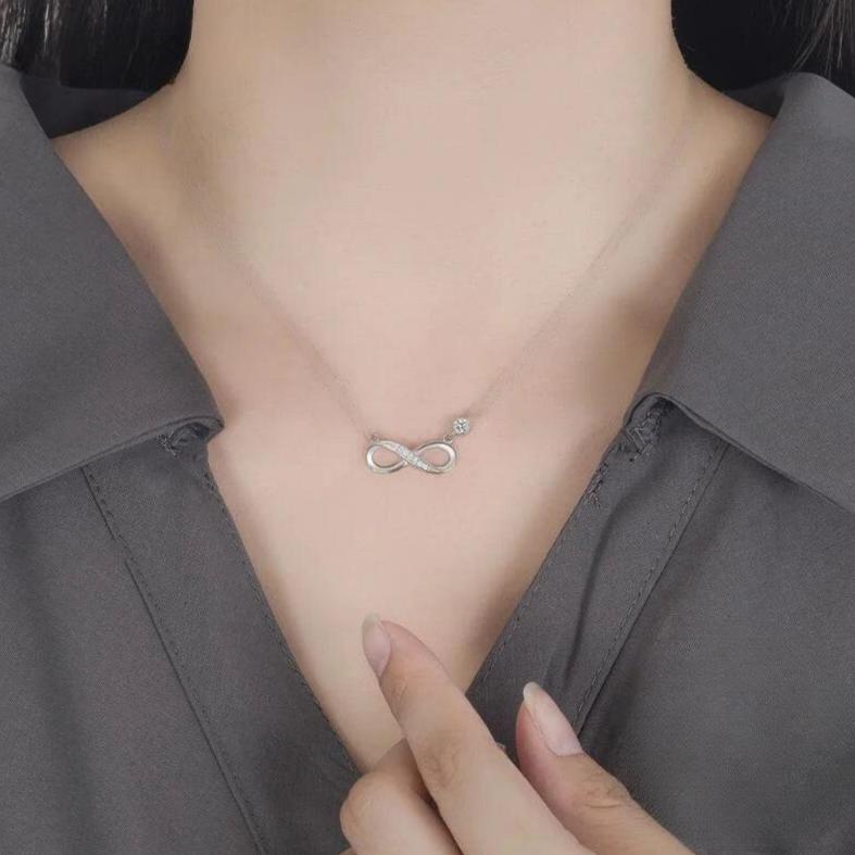 Collar Colgante Infinito Zirconia mujer plata
