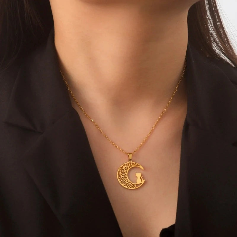 Collar Colgante Luna de Gato