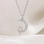 Collar Colgante Luna y Gatos con Cristal