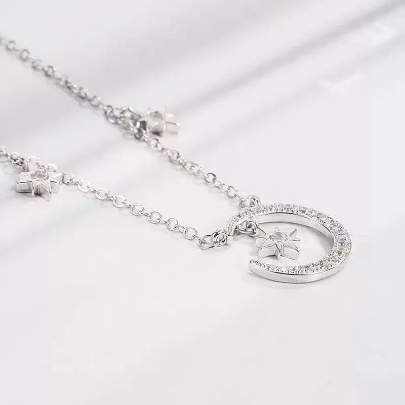 Collar Colgante Luna y Estrella en Circonio para Mujer