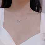 Collar Colgante Luna y Estrella en Circonio para Mujer