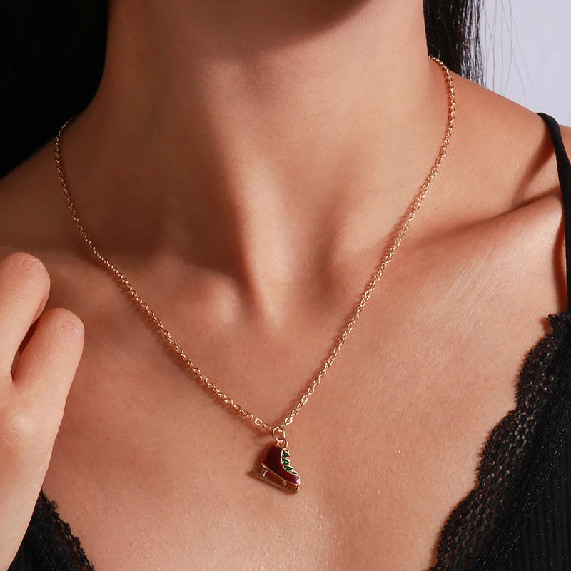 Collar Colgante Patines de Navidad