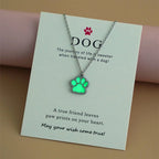 Collar Colgante Huella de Perro verde