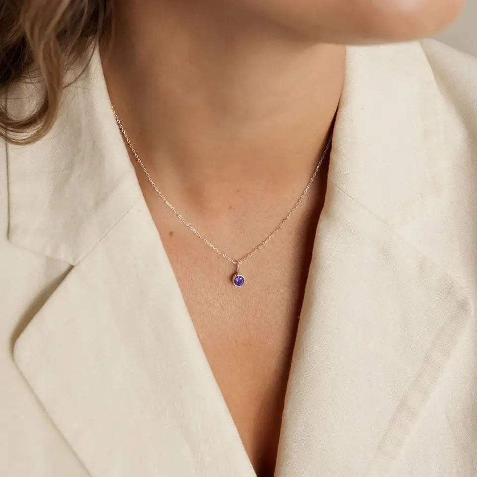 Collar Colgante Piedra de Nacimiento Oro y Plata 