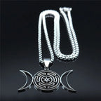 Collar Colgante Rueda de Hécate Brujería Wicca Strophalos plata 50 cm