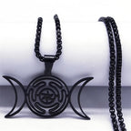 Collar Colgante Rueda de Hécate Brujería Wicca Strophalos negro 60 cm