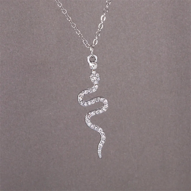 Collar Colgante Serpiente con Circonitas en plata