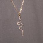 Collar Colgante Serpiente con Circonitas en oro 
