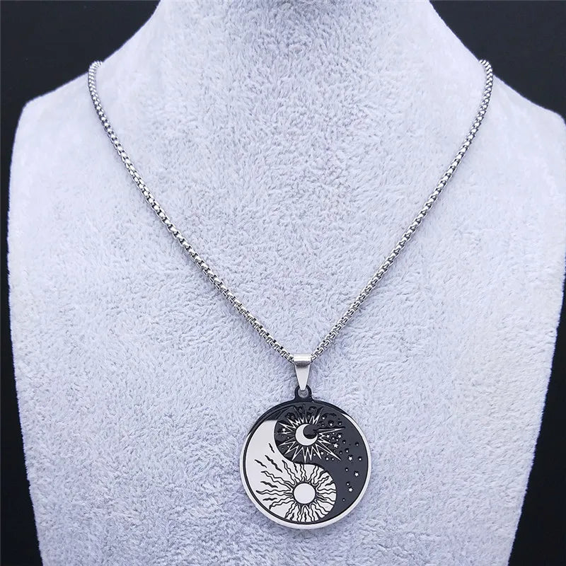 Collar Colgante Sol y Luna Yin Yang