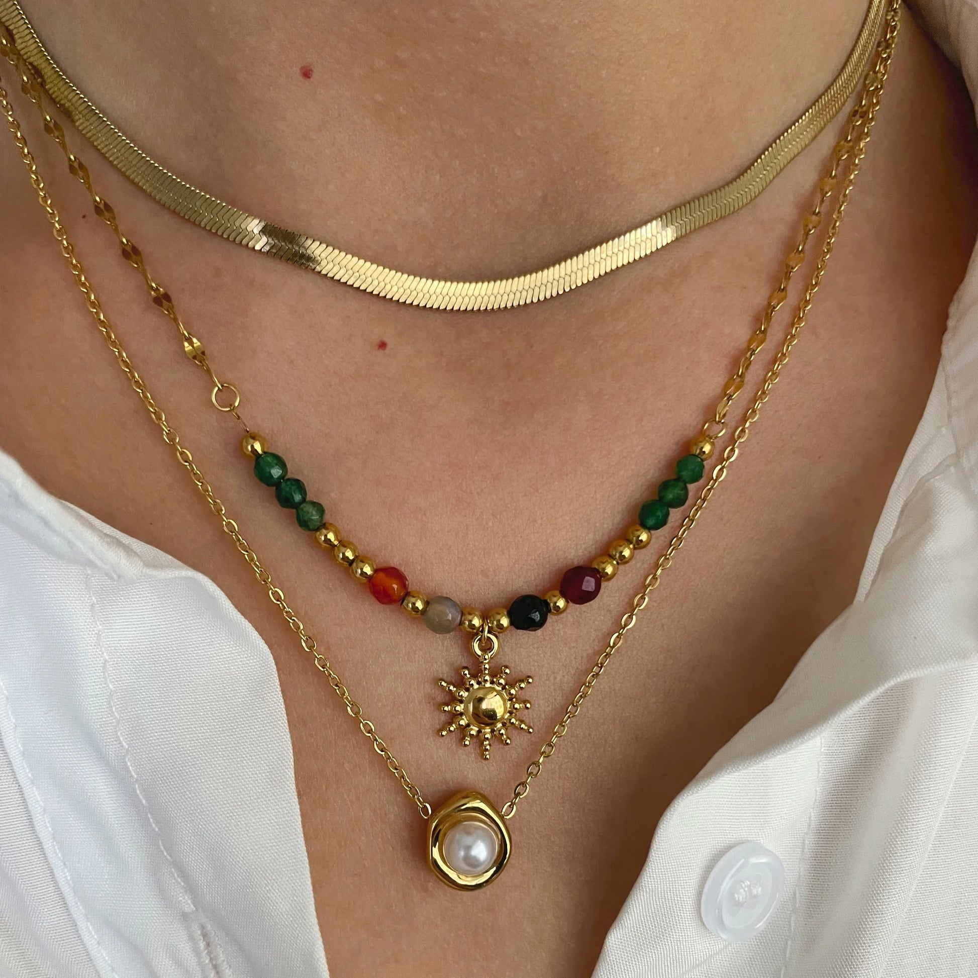 Collares Colgante Sol y Perlas a