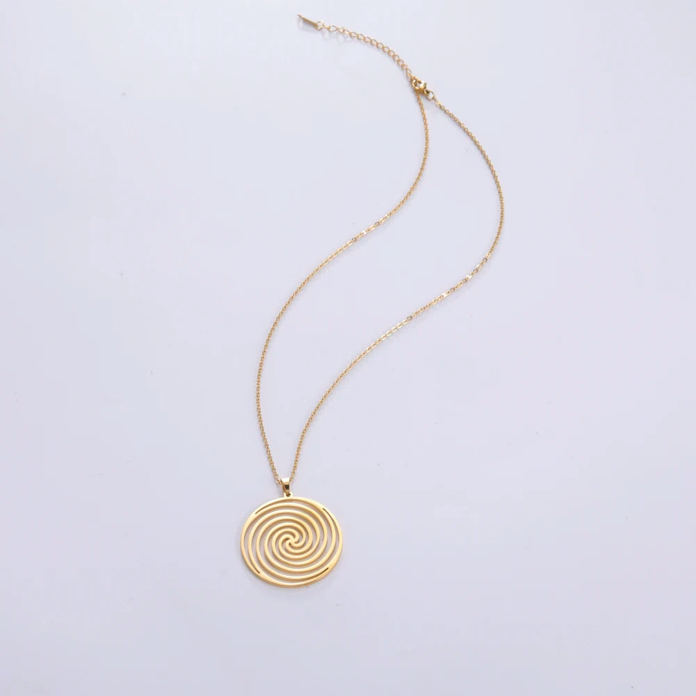 Collar y Colgante Espiral Geométrica oro