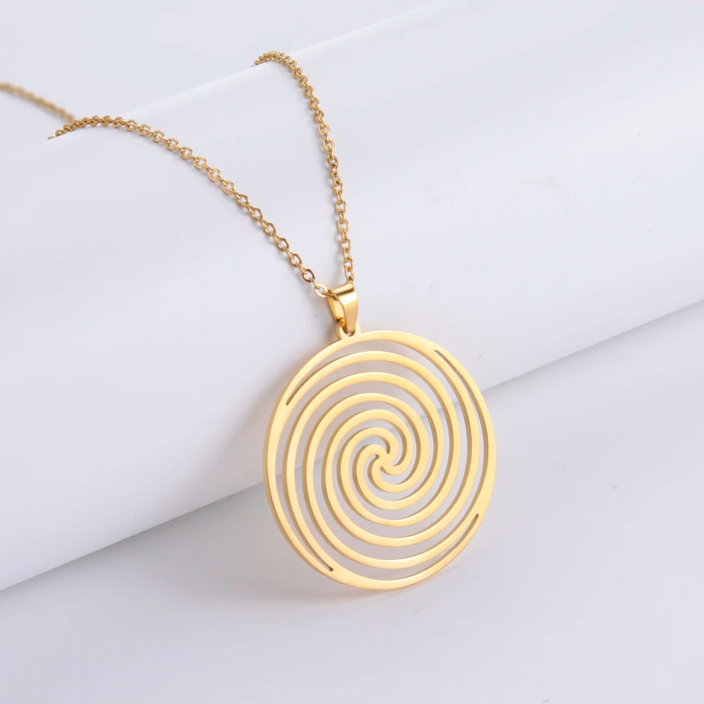 Collar y Colgante Espiral Geométrica oro