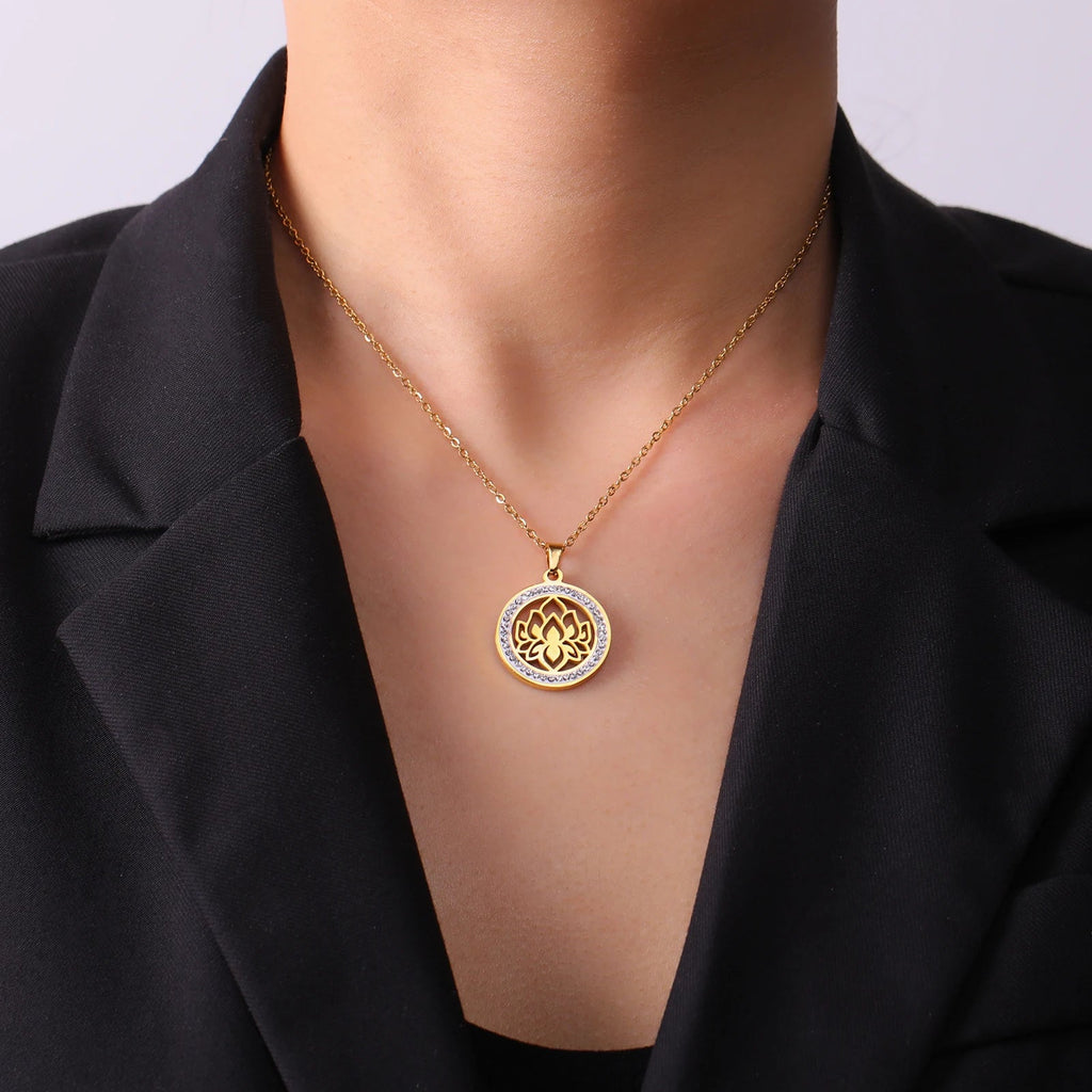 Collar Colgante Zen Mujer Flor de Loto oro