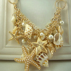 Collar Colgantes Conchas Estrellas de Mar Conchas y perlas