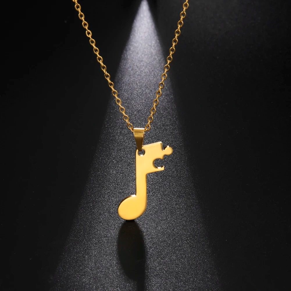 Collares para Parejas Colgante Nota Musical oro