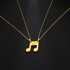 Collares para Parejas Colgante Nota Musical oro