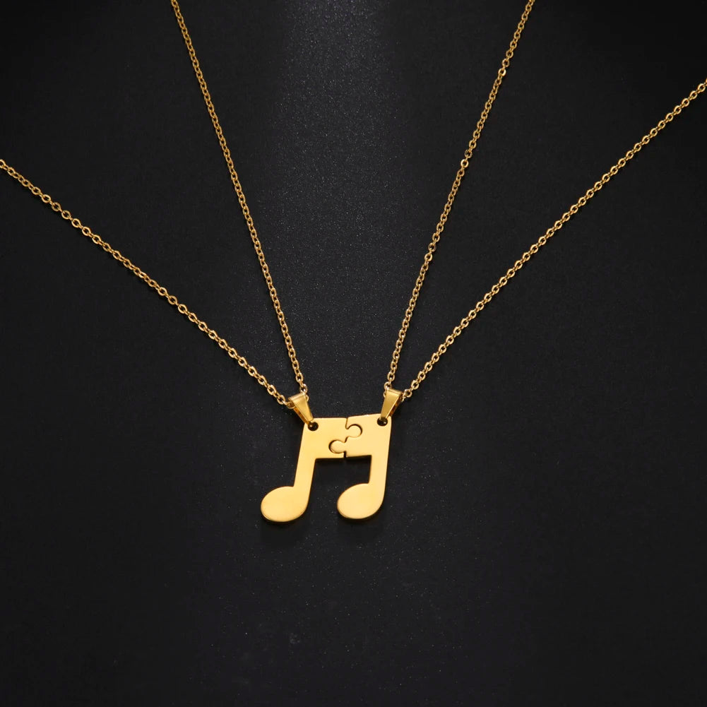 Collares para Parejas Colgante Nota Musical oro