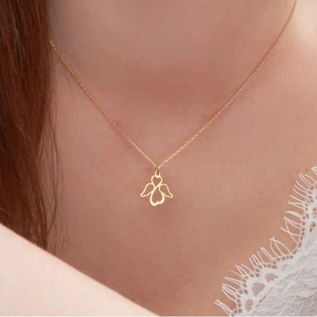 Collar para mujer con colgante de alas de ángel dorado