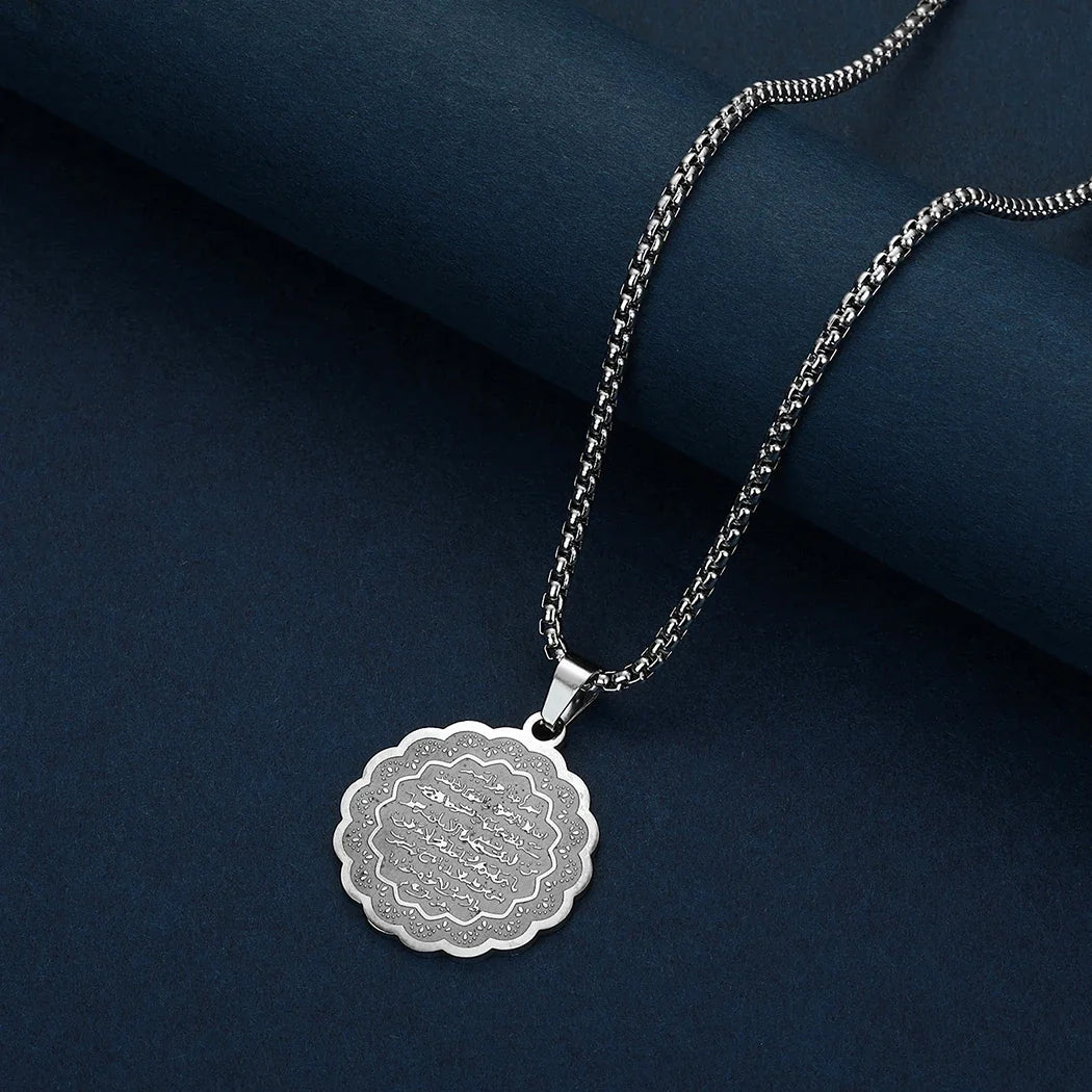 Collar para mujer con colgante Ayatul Kursi árabe plata