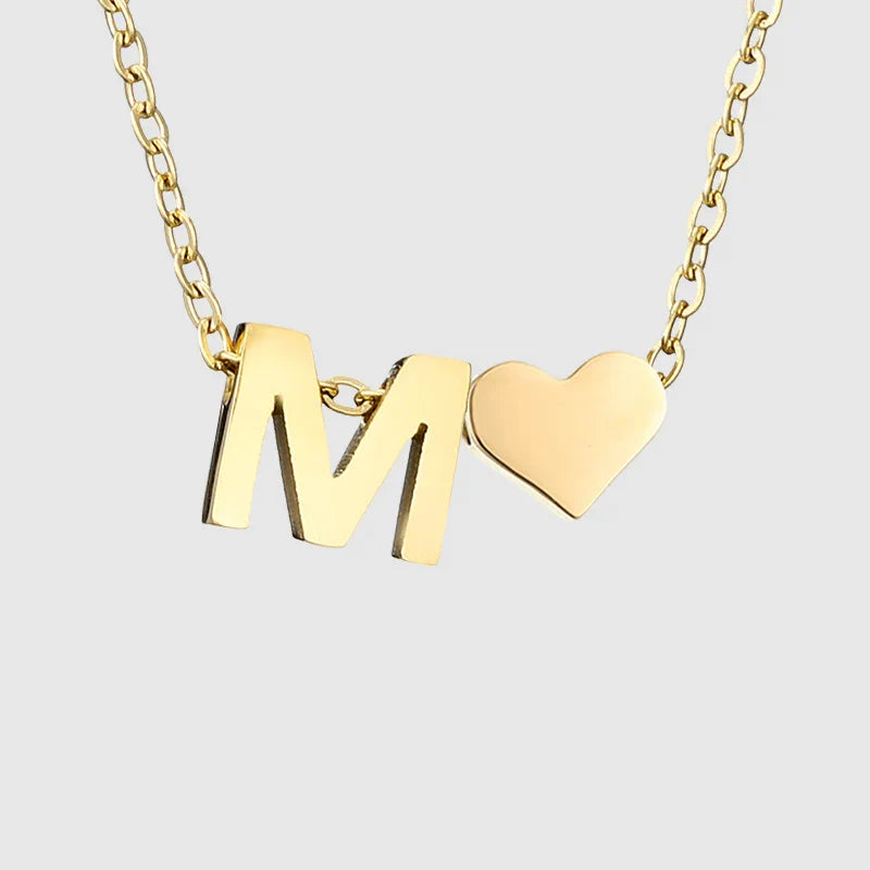 Collar para mujer con colgante de corazón e inicial - letra 