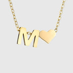 Collar para mujer con colgante de corazón e inicial - letra 
