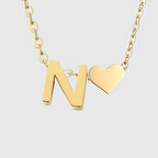 Collar para mujer con colgante de corazón e inicial - letra 
