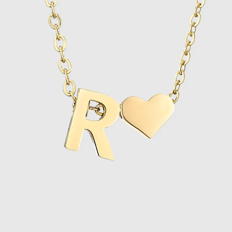 Collar para mujer con colgante de corazón e inicial - letra 