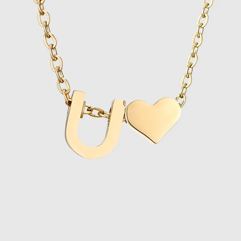 Collar para mujer con colgante de corazón e inicial - letra 