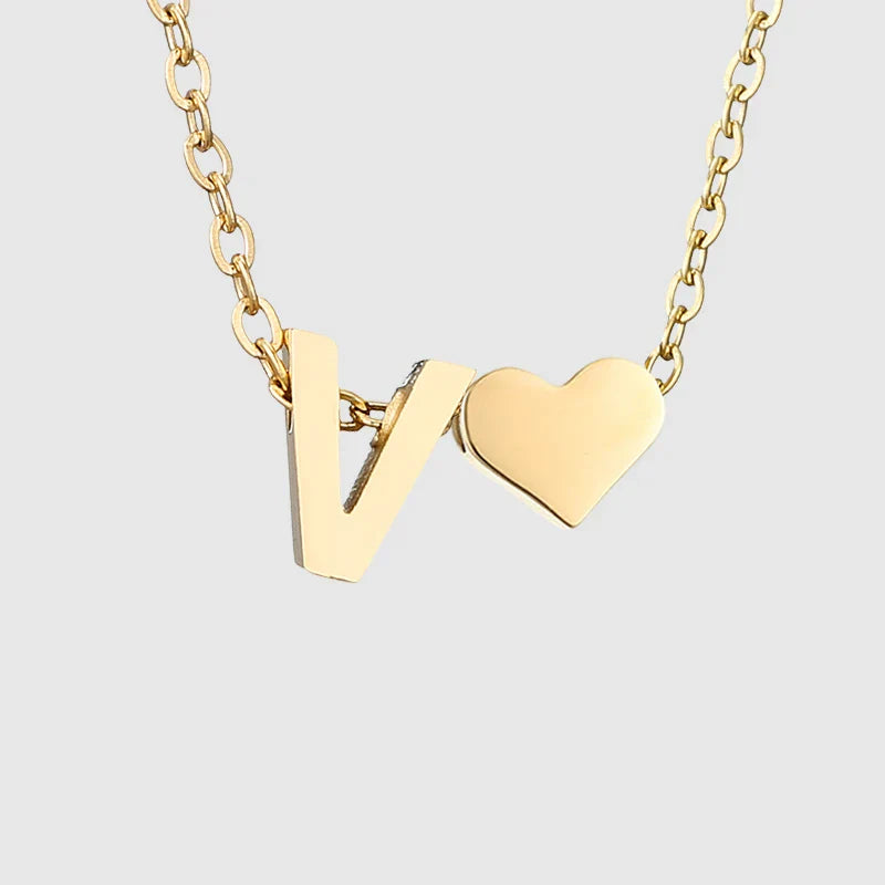 Collar para mujer con colgante de corazón e inicial - letra 