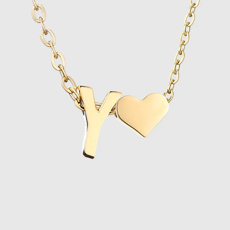 Collar para mujer con colgante de corazón e inicial - letra 