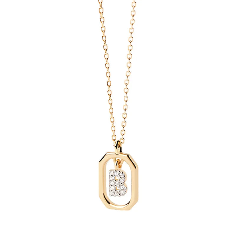 Collar de mujer con colgante hexagonal con inicial b