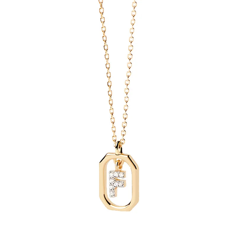 Collar de mujer con colgante hexagonal con inicial f