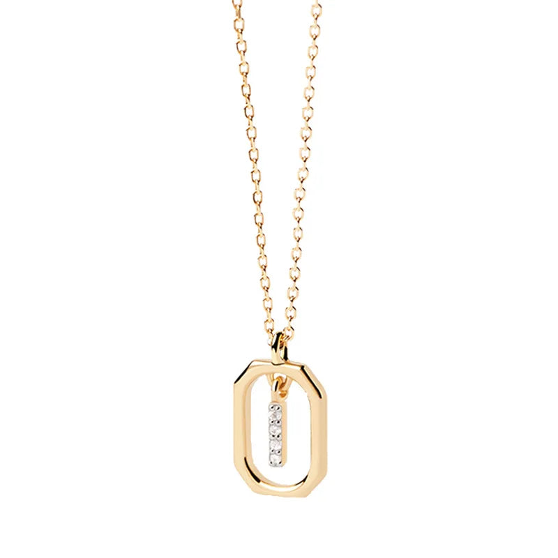 Collar de mujer con colgante hexagonal con inicial i