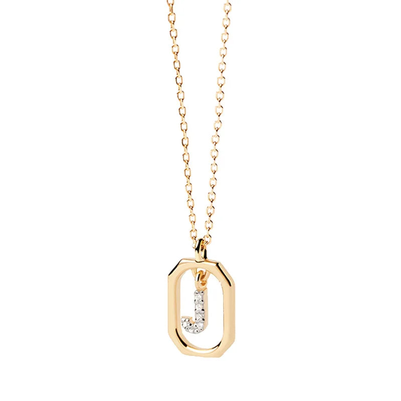 Collar de mujer con colgante hexagonal con inicial j