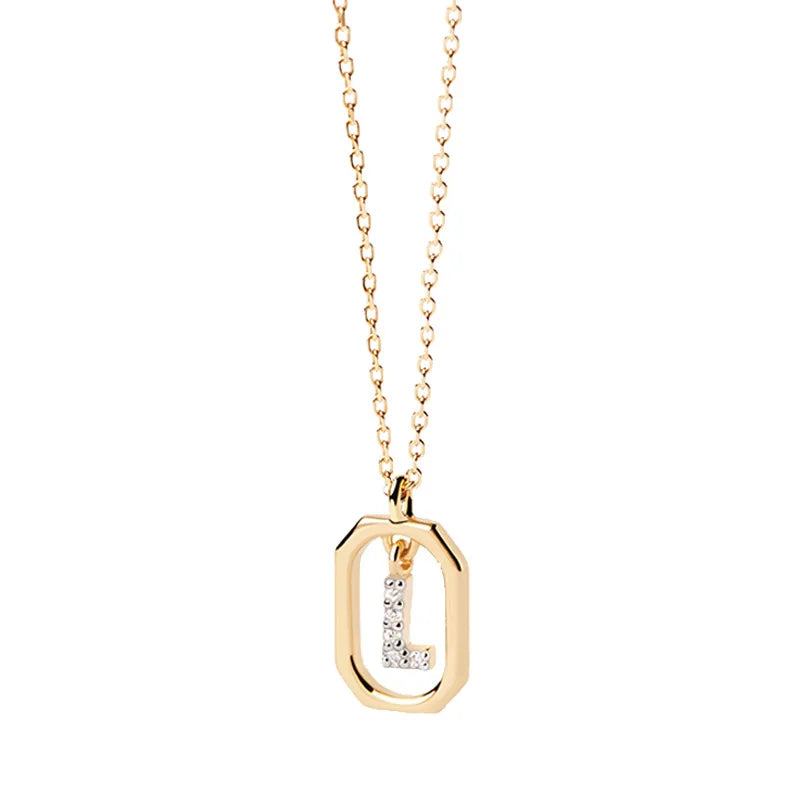 Collar de mujer con colgante hexagonal con inicial l