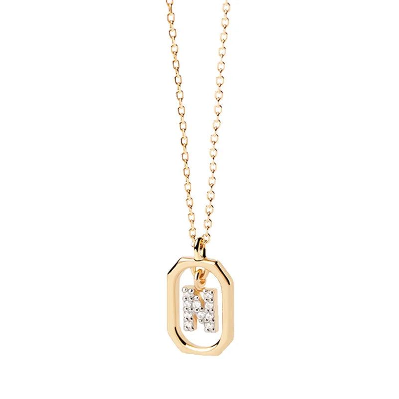 Collar de mujer con colgante hexagonal con inicial n
