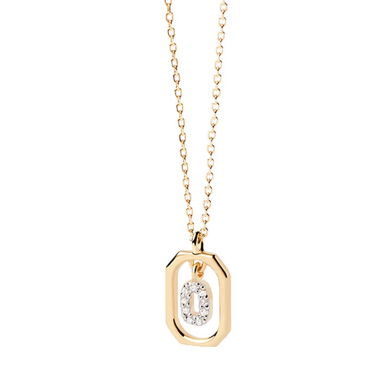 Collar de mujer con colgante hexagonal con inicial o