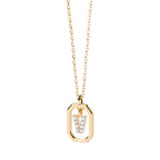 Collar de mujer con colgante hexagonal con inicial v