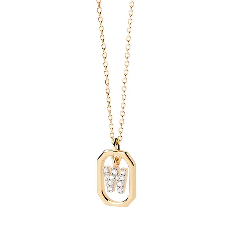 Collar de mujer con colgante hexagonal con inicial w