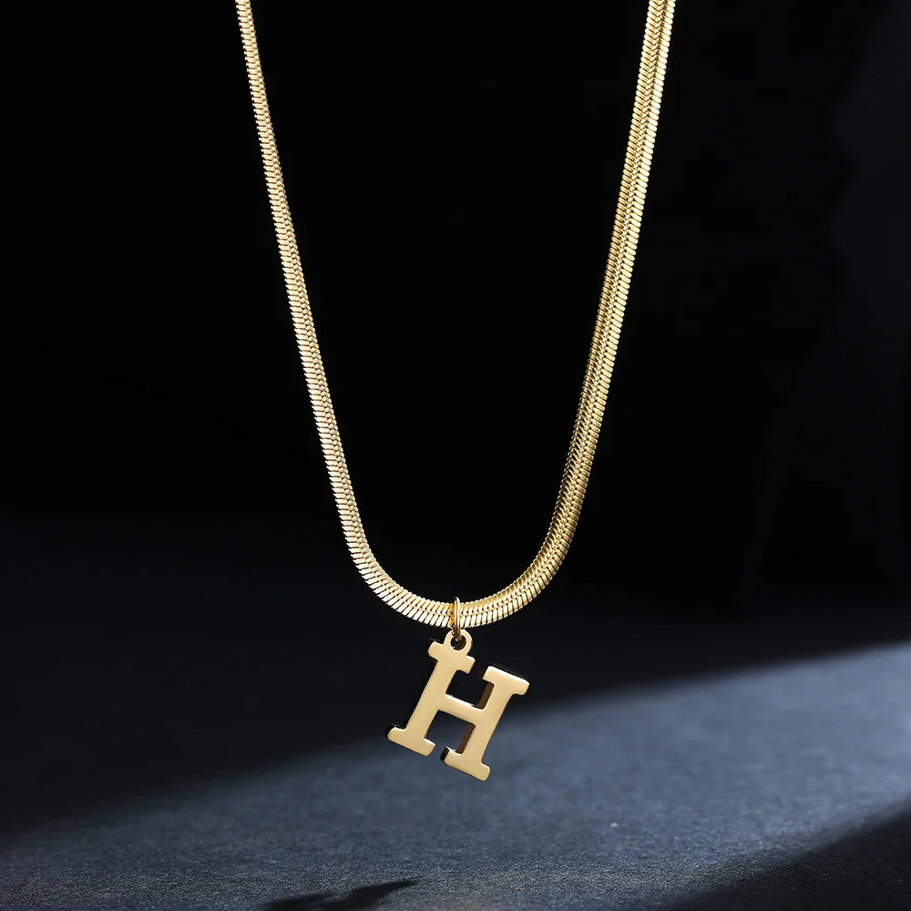 Collar tipo gargantilla para mujer con colgante inicial h
