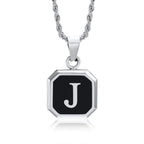 Collar para hombre con colgante hexagonal de inicial j