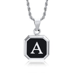 Collar para hombre con colgante hexagonal de inicial a