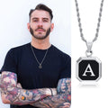 Collar para hombre con colgante hexagonal de inicial